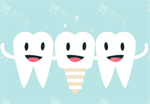 种植牙和健康牙齿图