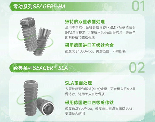 大清西格种植牙系列型号照片